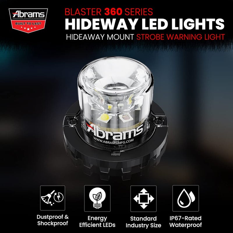 Abrams SAE Class-1 Blaster 360 (Amber/White) 18W - 6 LED Snow Plow Truck Vehicle LED Hideaway Surface Mount Strobe Warning Light - Image 2